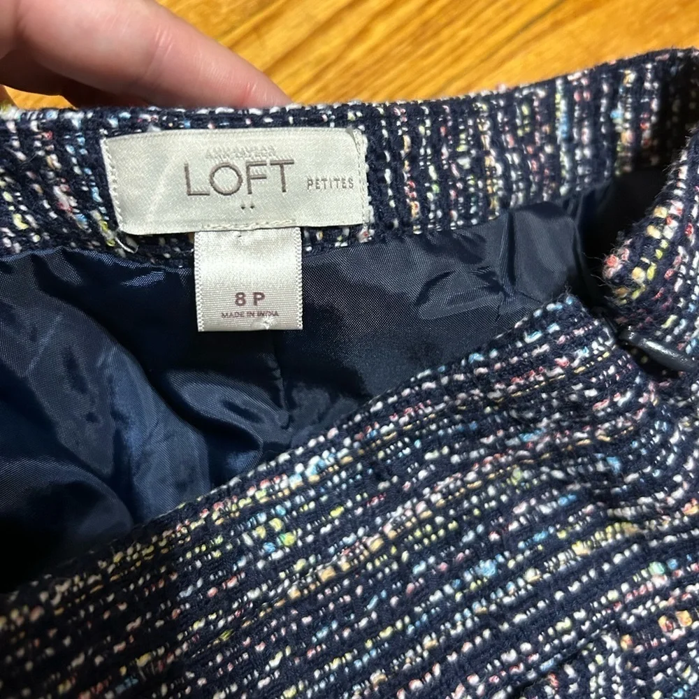 Ann Taylor LOFT Skirt Womens 8 Petite Tweed Mini Lined Faux Front Pockets